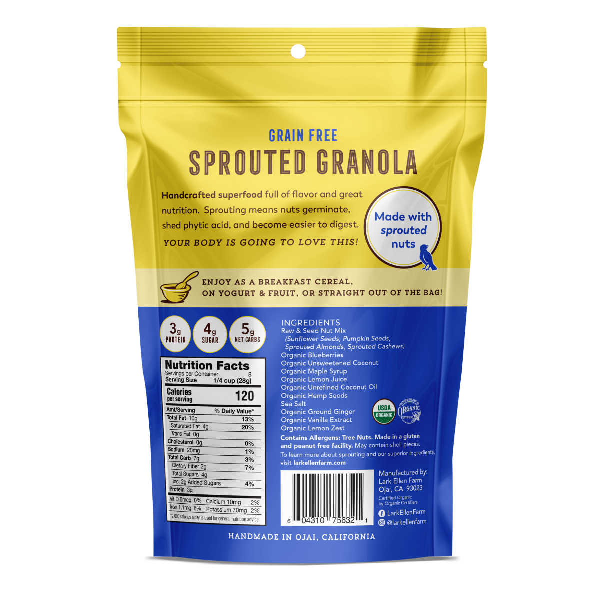 Lemon Blueberry Sprouted Granola