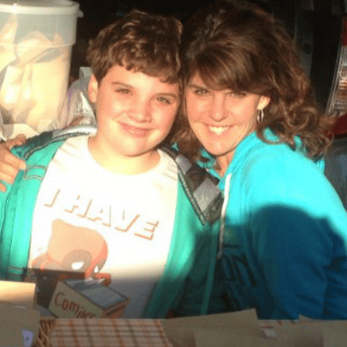 Kelley and her son at Farmer's Market
