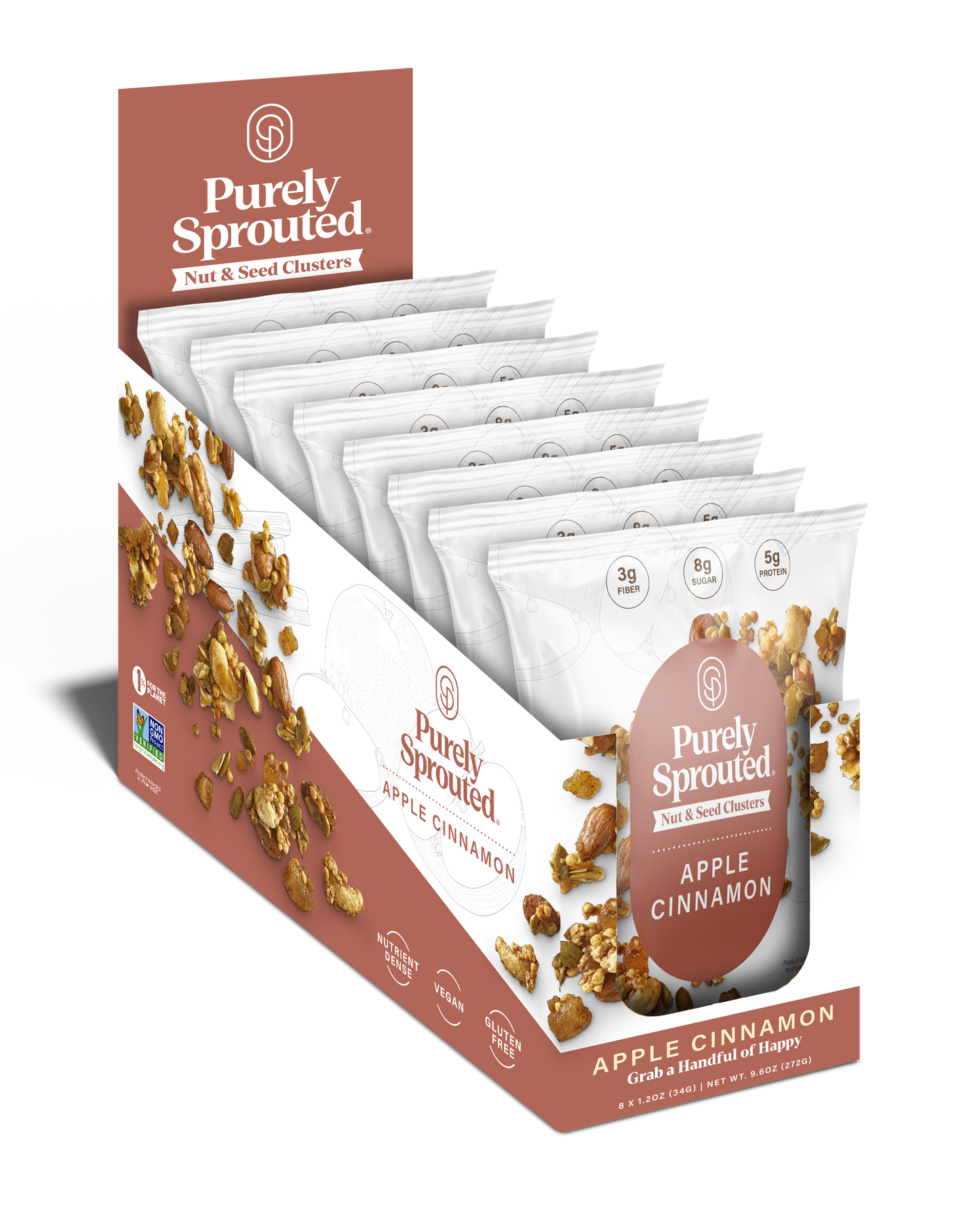 Apple Cinnamon, Sprouted Snack Mix, Snack Pack, 8-Pack (1.2 Oz Each)