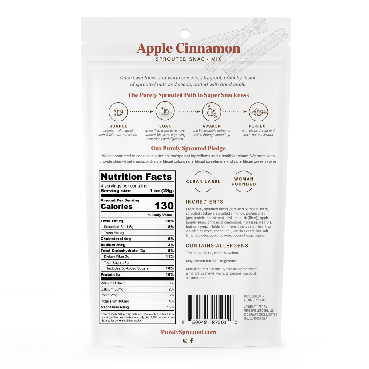 Snack On Our Apple Cinnamon Sprouted Trail Mix.