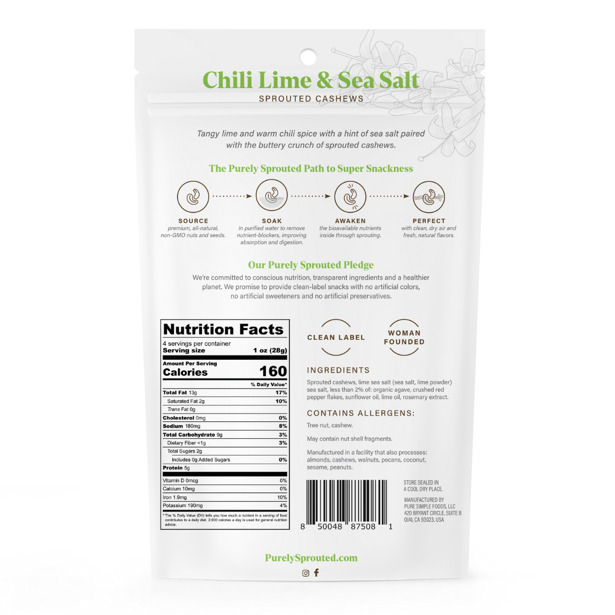 Chili Lime & Sea Salt, Sprouted Cashews