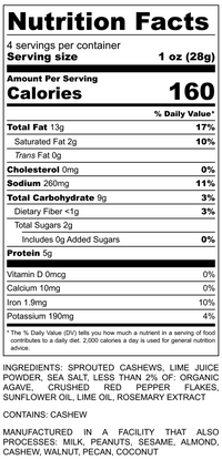 Chili Lime & Sea Salt, Sprouted Cashews