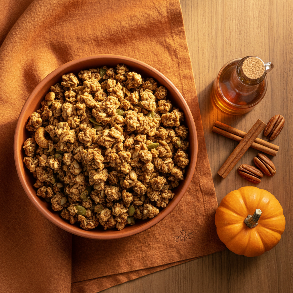 Pumpkin Spice Granola Fall Flat Lay